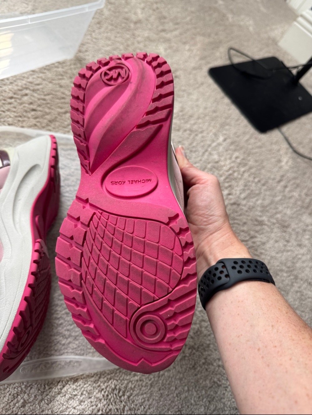 Michael Kors Pink, Cream & Brown Platform Sneakers - Picture 10 of 11